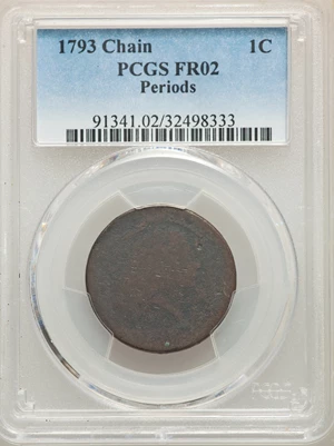 image for: 1793 1C Chain, AMERICA, Periods, S-4, B-5, R.3, Fair 2 PCGS....