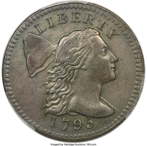 image for: 1795 1C Plain Edge, S-76b, B-4b, R.1, AU50 PCGS....