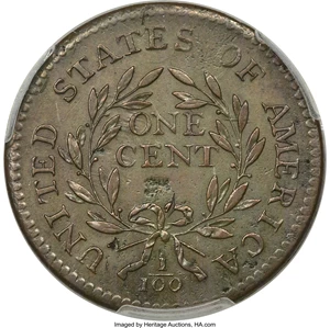 image for: 1795 1C Plain Edge, S-76b, B-4b, R.1, AU50 PCGS....