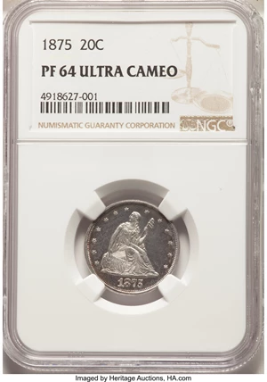 image for: 1875 20C PR64 Ultra Cameo NGC. BF-1, R.1....