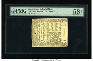 image for: Connecticut June 19, 1776 9d Uncancelled PMG Choice About Unc 58 EPQ.