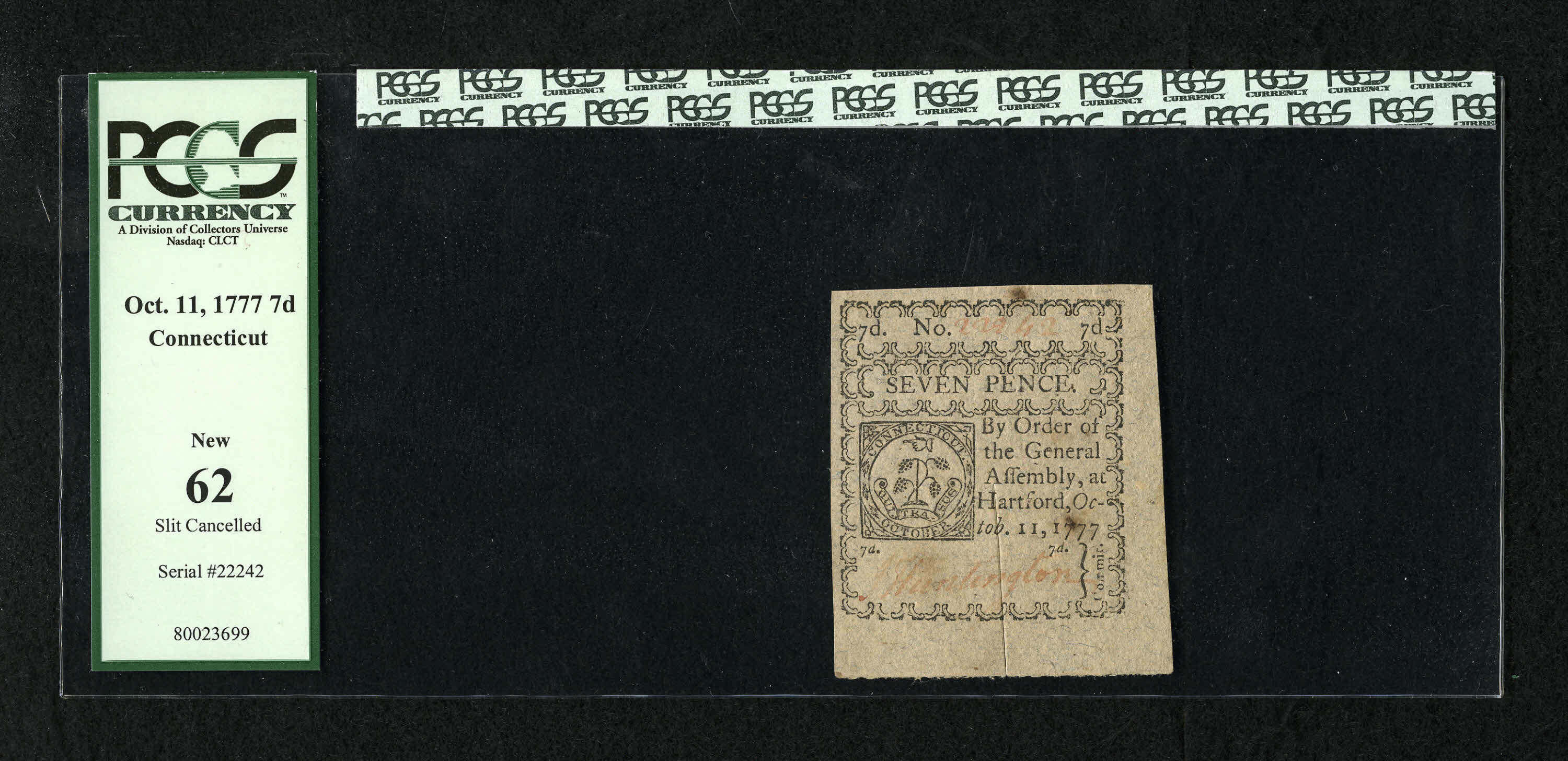 image for: Connecticut October 11, 1777 7d PCGS New 62.