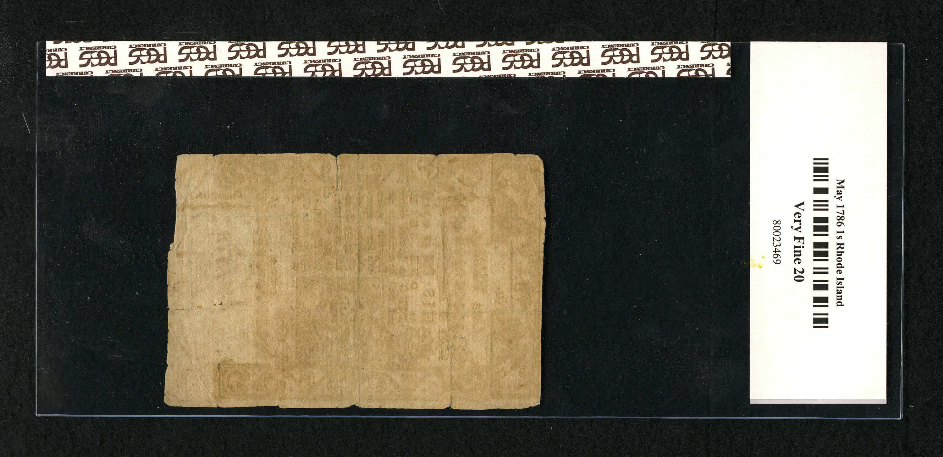 image for: Rhode Island May 1786 1s PCGS Apparent Very Fine 20. An attractive Rhode Island note that has good printing and "Multiple Ed...