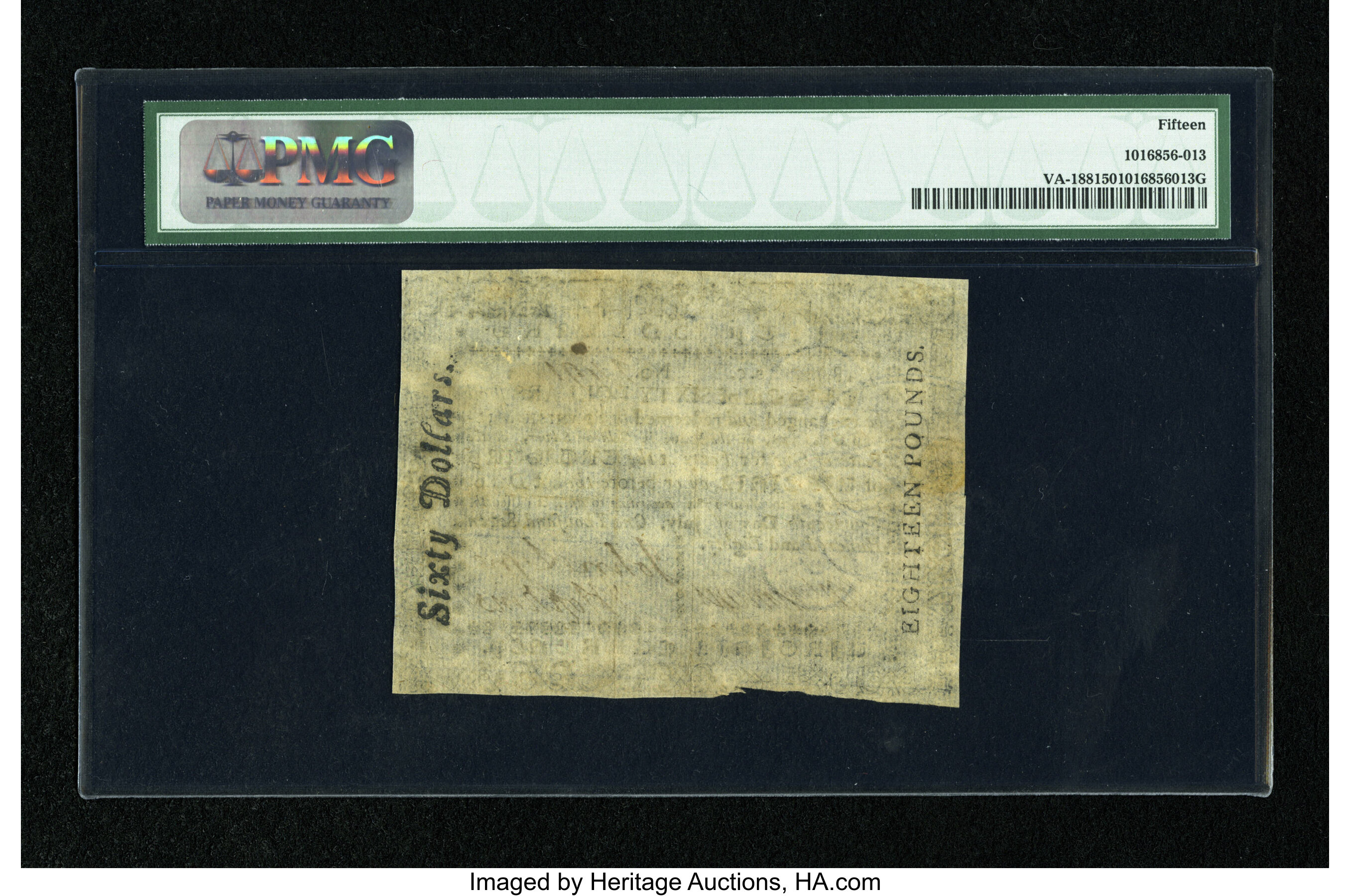 image for: Virginia July 14, 1780 $60 PMG Choice Fine 15....