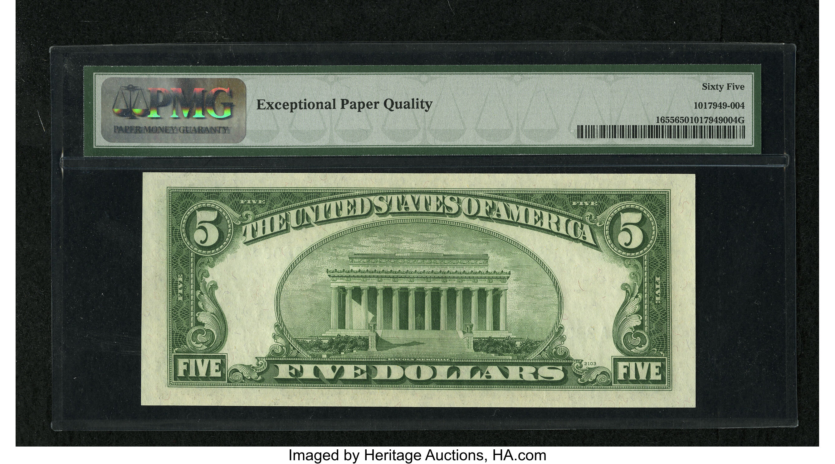 image for: Fr. 1655 $5 1953 Silver Certificate. PMG Gem Uncirculated 65 EPQ....