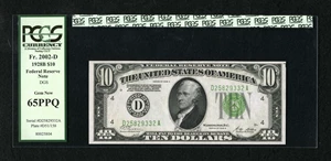 image for: Fr. 2002-D $10 1928B Federal Reserve Note. PCGS Gem New 65PPQ....