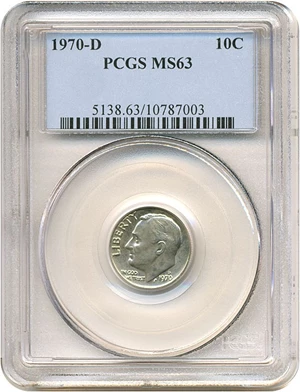 image for: 1970-D 10c PCGS MS63