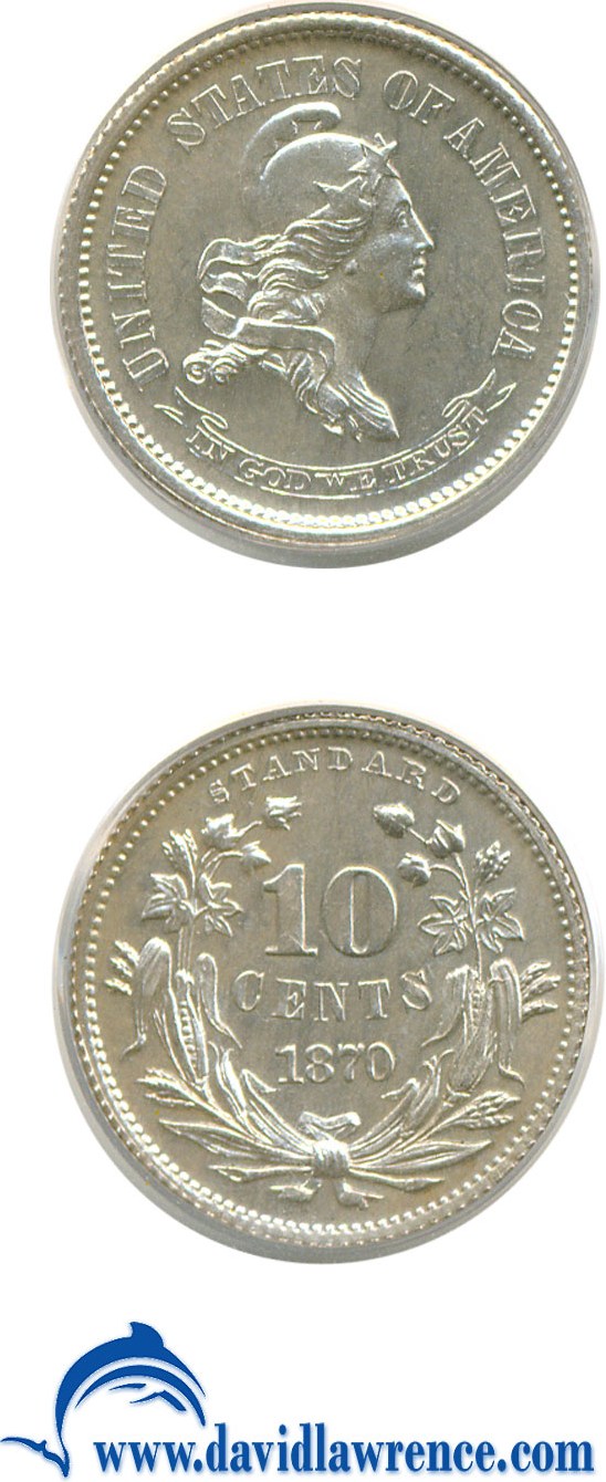 image for: 1870 10c J-837 PCGS Proof 63 