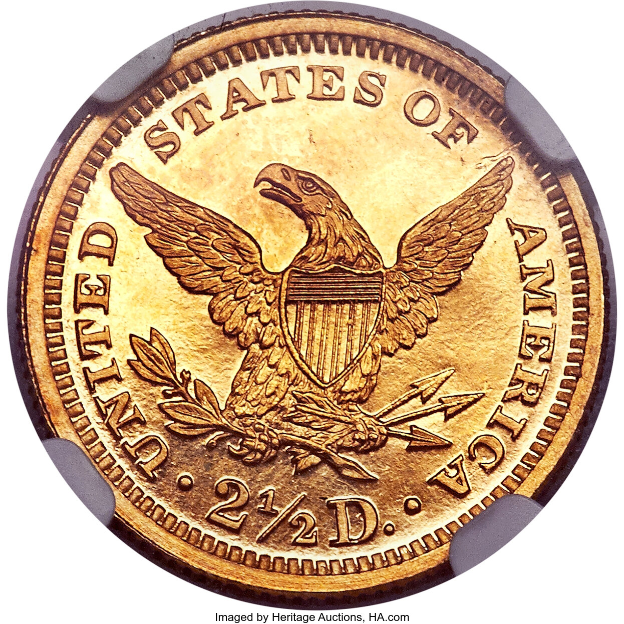 image for: 1867 $2 1/2 PR64 Ultra Cameo NGC. JD-1, High R.6....