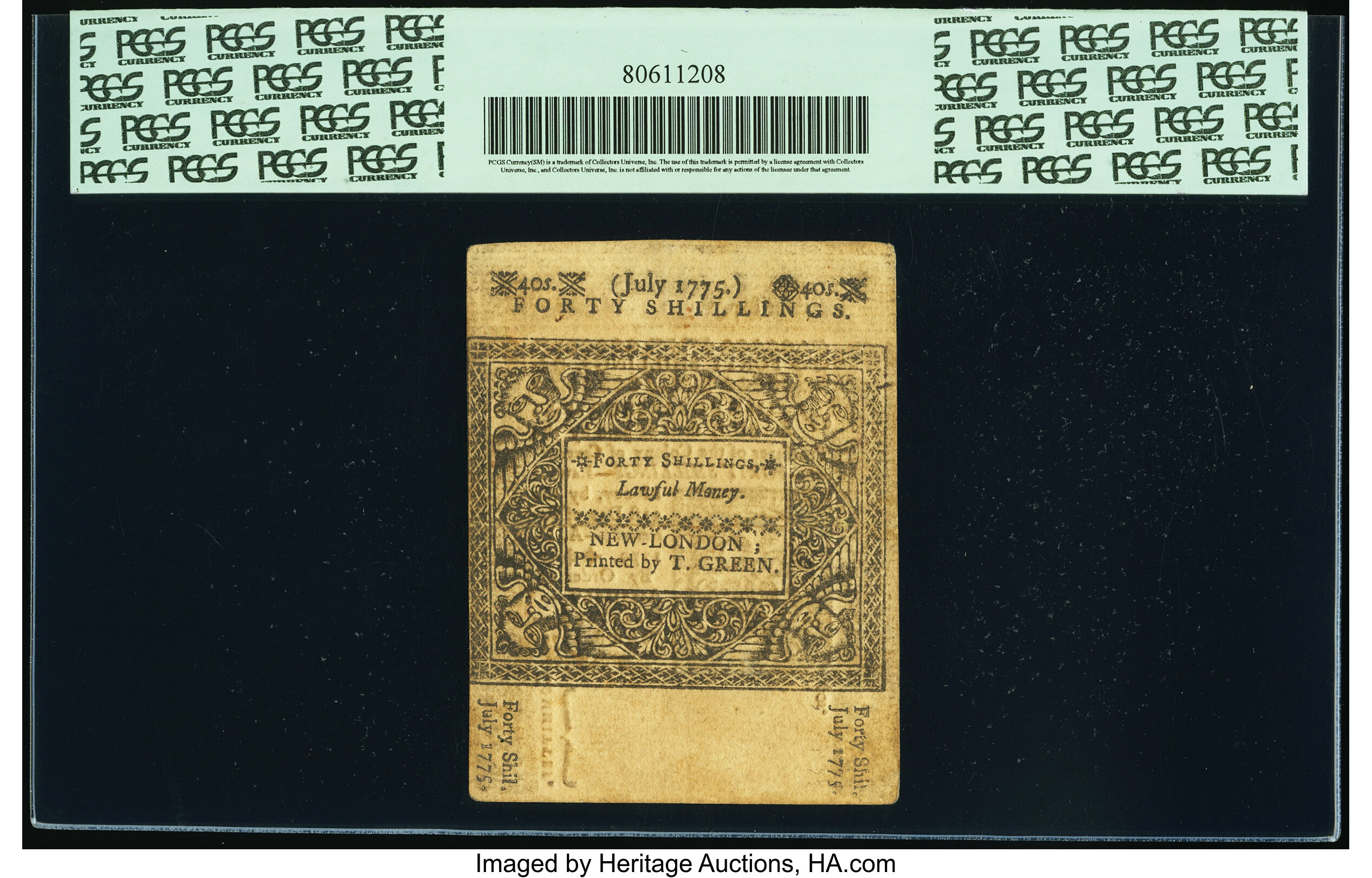 image for: Connecticut July 1, 1775 40s PCGS Choice About New 55PPQ....