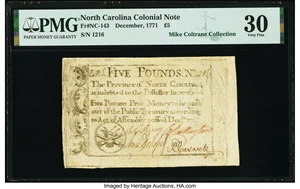 image for: North Carolina December, 1771 £5 PMG Very Fine 30....