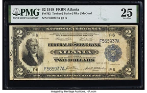 image for: Fr. 762 $2 1918 Federal Reserve Bank Note PMG Very Fine 25....