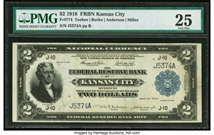 image for: Fr. 774 $2 1918 Federal Reserve Bank Note PMG Very Fine 25....