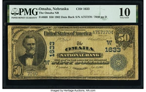 image for: Omaha, NE - $50 1902 Date Back Fr. 668 The Omaha National Bank Ch. # (W)1633 PMG Very Good 10....