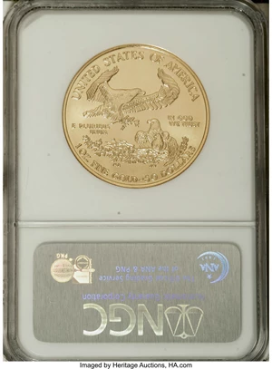 image for: 2005 G$50 One-Ounce Gold MS69 NGC. NGC Census: (0/0). PCGS Population (9333/299). Numismedia Wsl. Price for NGC/PCGS coin ...