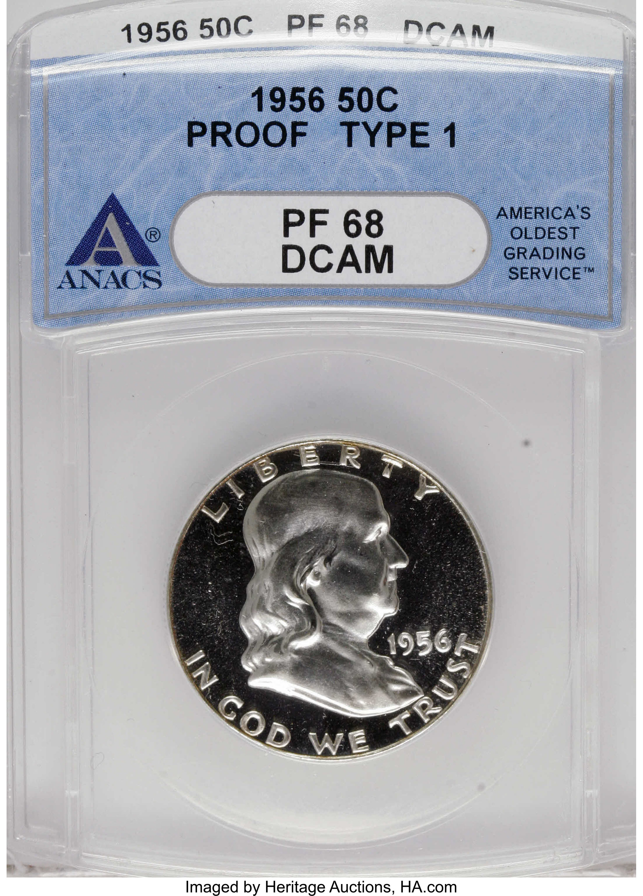 image for: 1956 50C Type One PR68 Deep Cameo ANACS. NGC Census: (1/0). PCGS Population (2/0).   (#96686)...