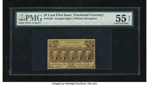 image for: Fr. 1282 25c First Issue PMG About Uncirculated 55 EPQ....