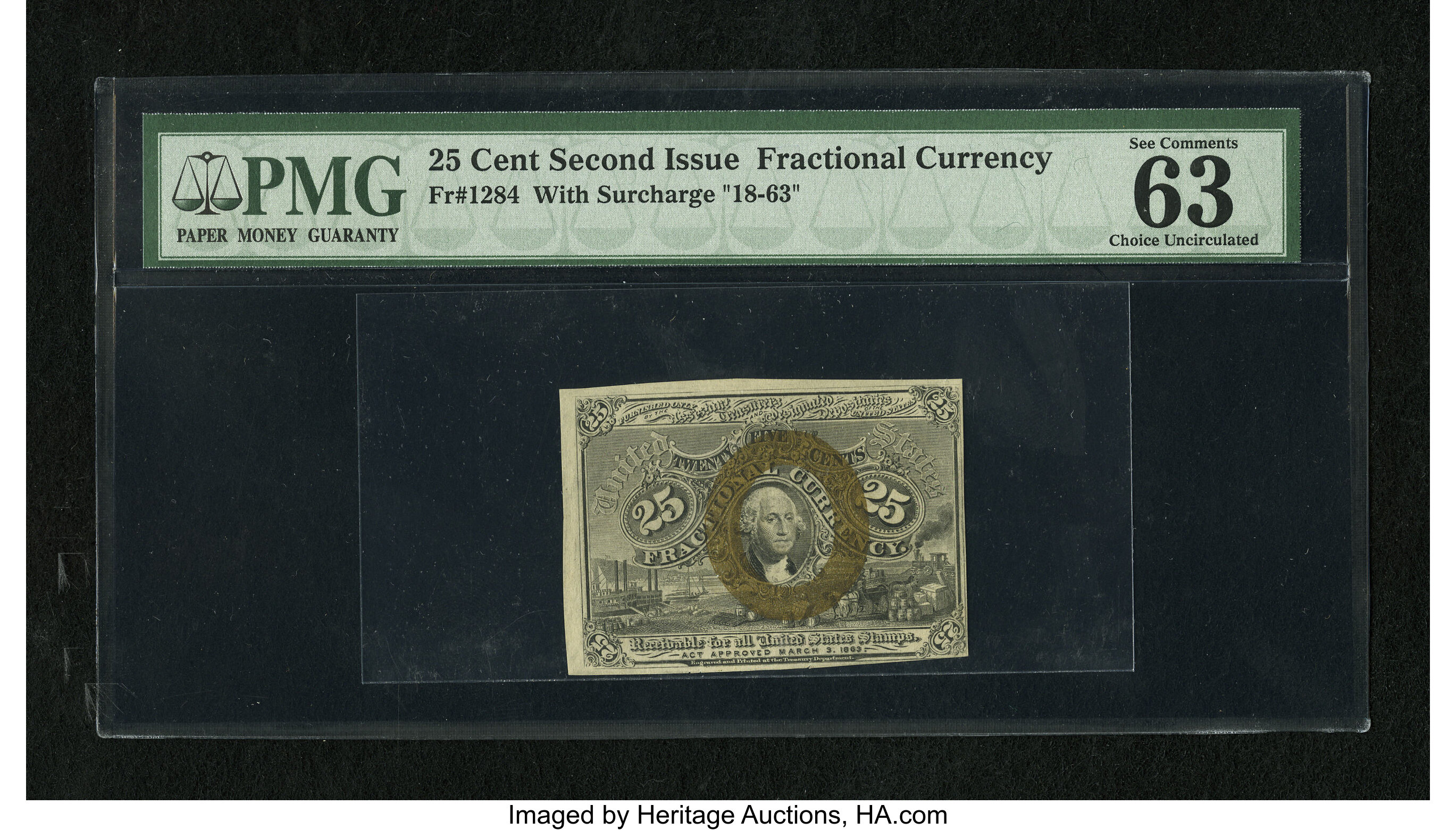 image for: Fr. 1284 25c Second Issue PMG Choice Uncirculated 63 EPQ....