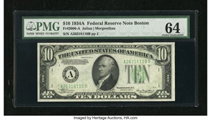 image for: Fr. 2006-A $10 1934A Federal Reserve Note. PMG Choice Uncirculated 64....