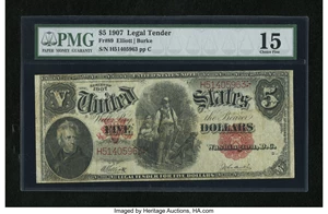 image for: Fr. 89 $5 1907 Legal Tender PMG Choice Fine 15....