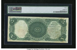 image for: Fr. 89 $5 1907 Legal Tender PMG Choice Fine 15....
