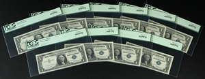 image for: Fr. 1619* $1 1957 Silver Certificate Stars. Ten Consecutive Examples. PCGS Gem New 66PPQ....
