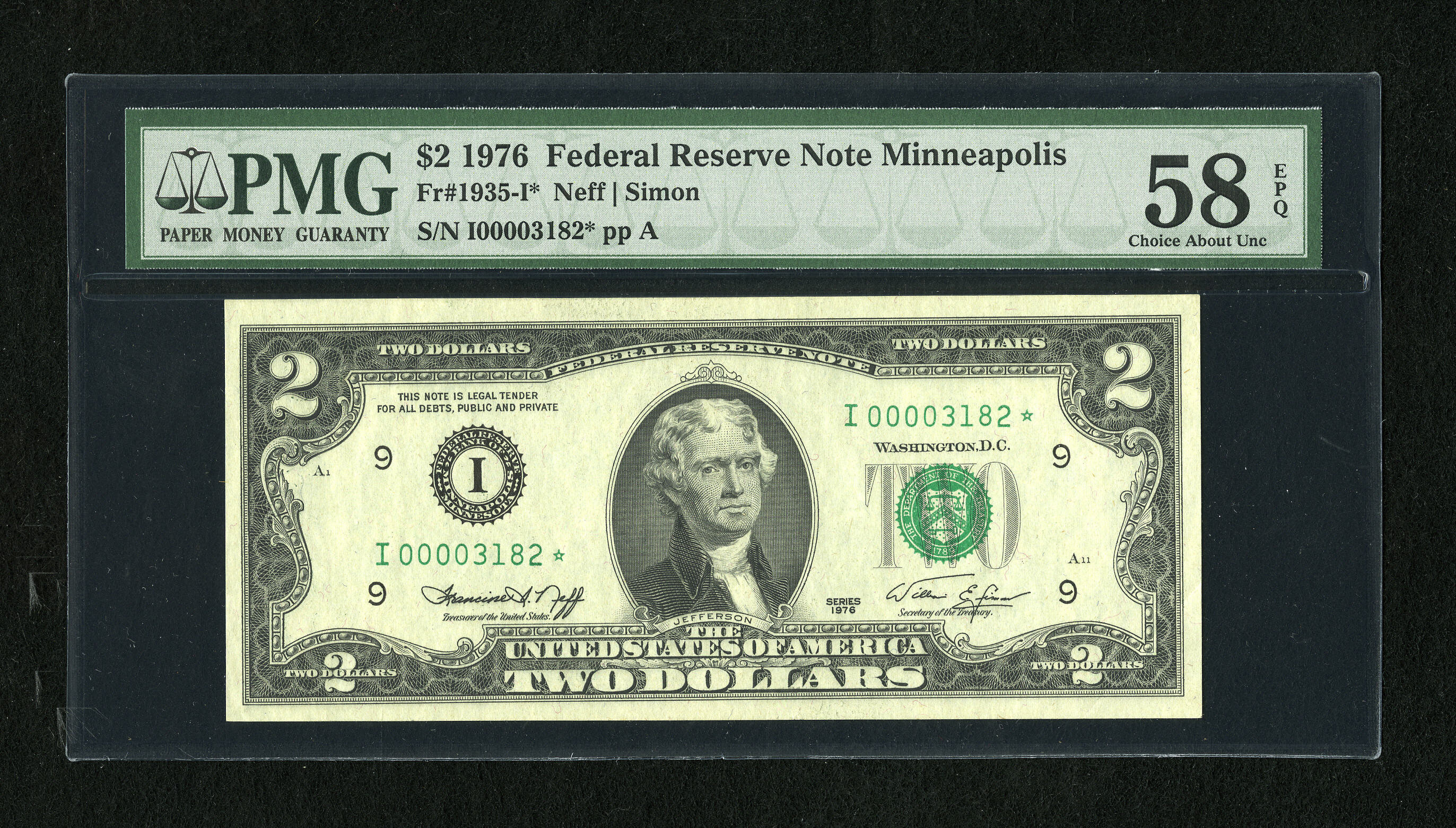 image for: Fr. 1935-I* $2 1976 Federal Reserve Note. PMG Choice About Uncirculated 58 EPQ....