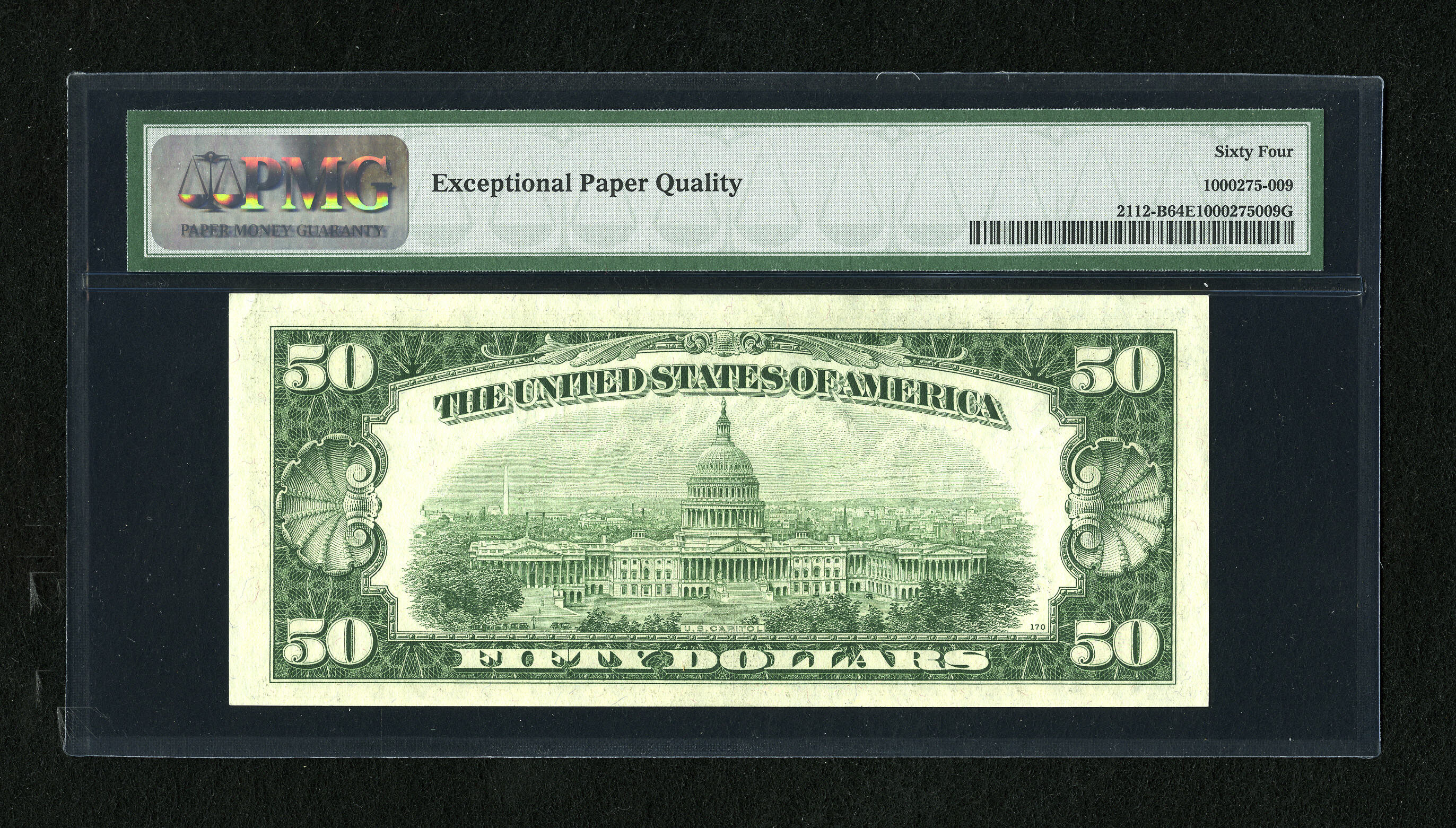 image for: Fr. 2112-B $50 1950E Federal Reserve Note. PMG Choice Uncirculated 64 EPQ....