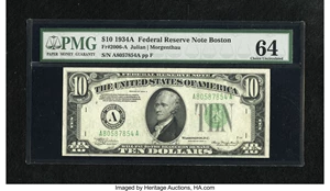 image for: Fr. 2006-A $10 1934A Federal Reserve Note. PMG Choice Uncirculated 64....