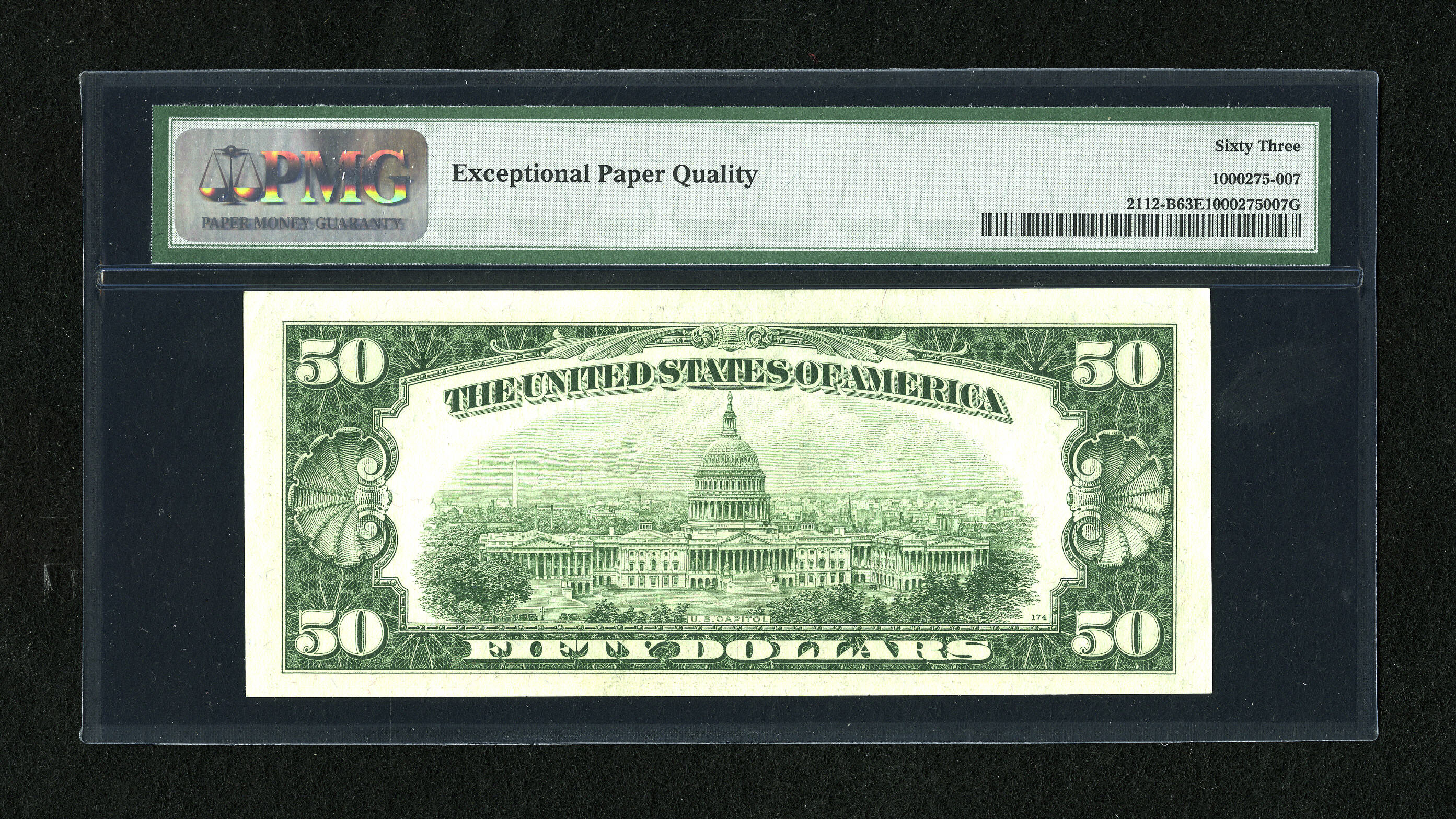 image for: Fr. 2112-B $50 1950E Federal Reserve Note. PMG Choice Uncirculated 63 EPQ....