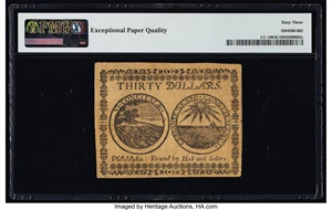 image for: Continental Currency May 10, 1775 $30 PMG Choice Uncirculated 63 EPQ....