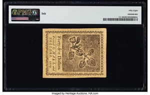 image for: Continental Currency January 14, 1779 $45 PMG Choice About Unc 58....