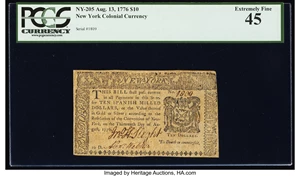 image for: New York August 13, 1776 $10 PCGS Extremely Fine 45....