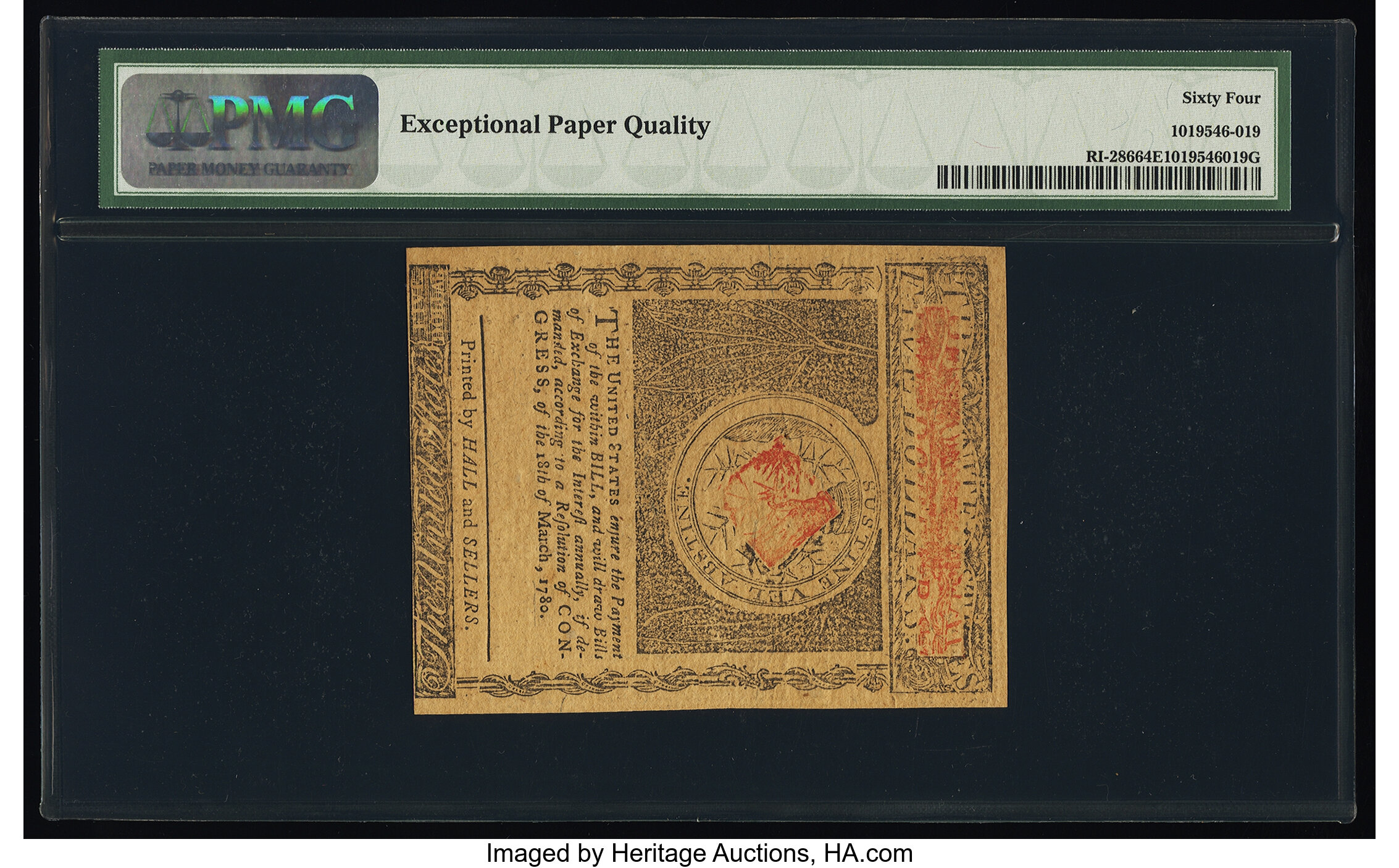 image for: Rhode Island July 2, 1780 $5 PMG Choice Uncirculated 64 EPQ....