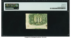 image for: Misaligned Back Printing Error Fr. 1247 10¢ Second Issue PMG Choice Extremely Fine 45....