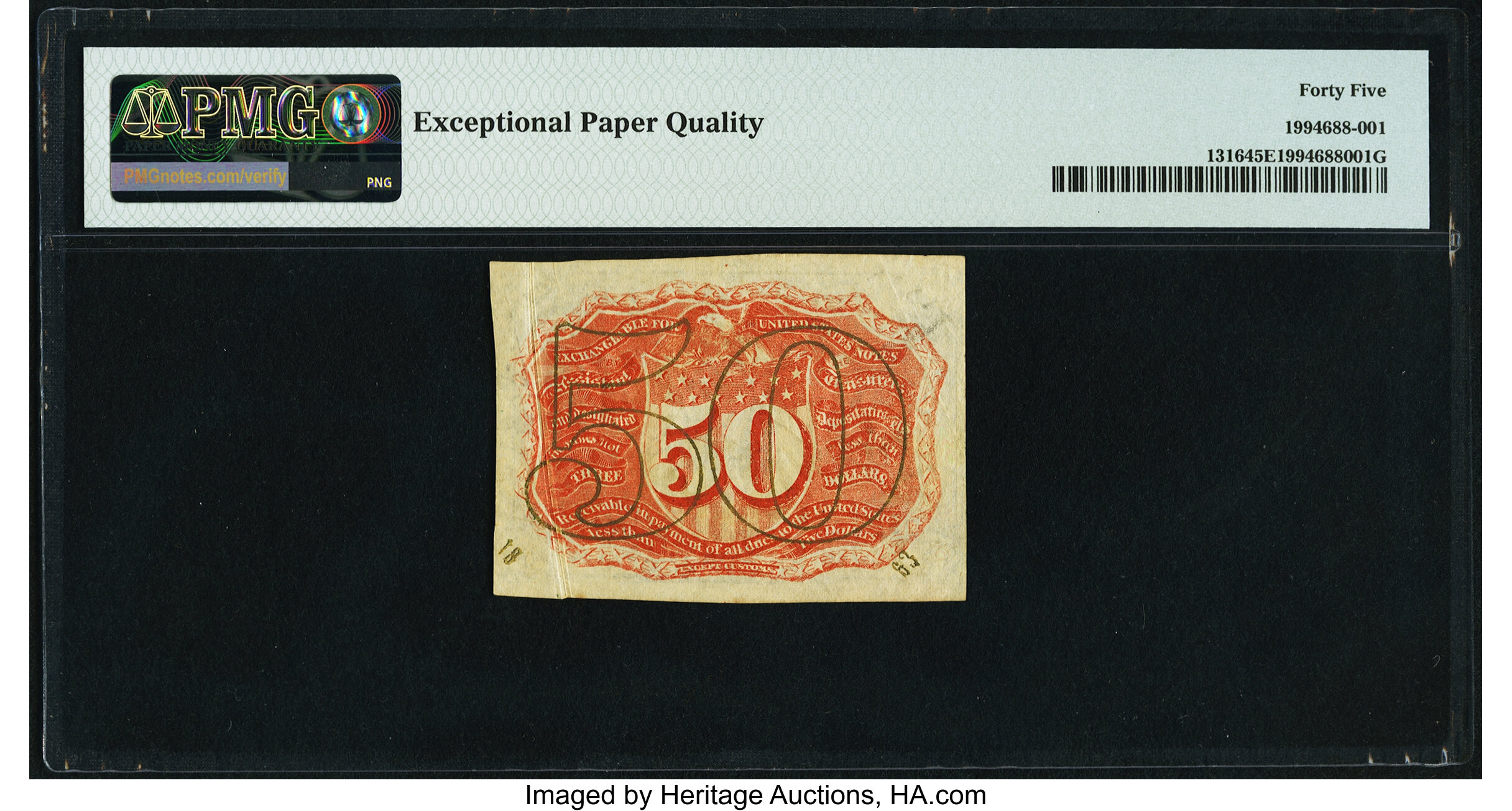 image for: Gutter Fold Error Fr. 1316 50¢ Second Issue PMG Choice Extremely Fine 45 EPQ....