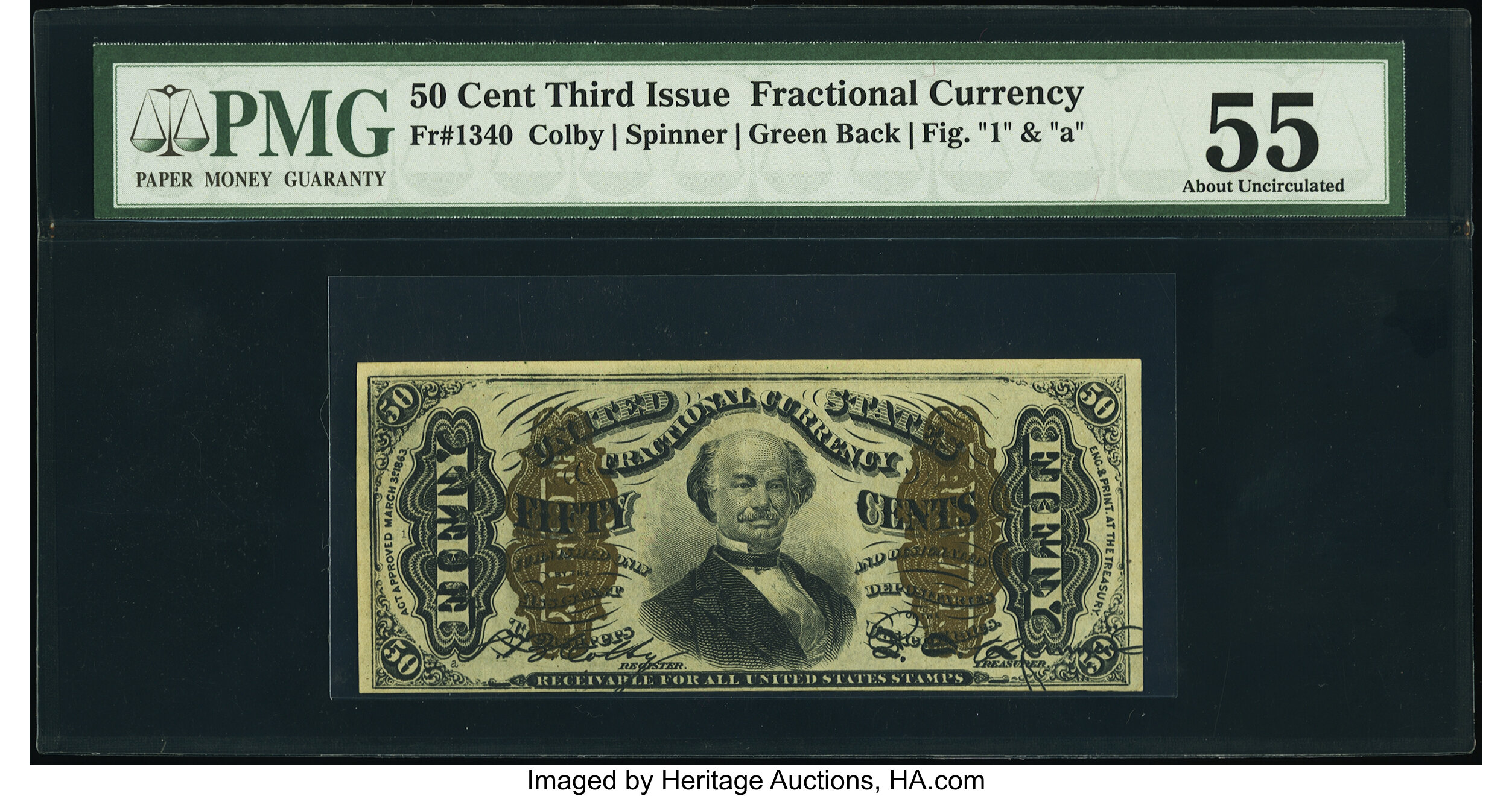 image for: Fr. 1340 50¢ Third Issue Spinner Type II PMG About Uncirculated 55....