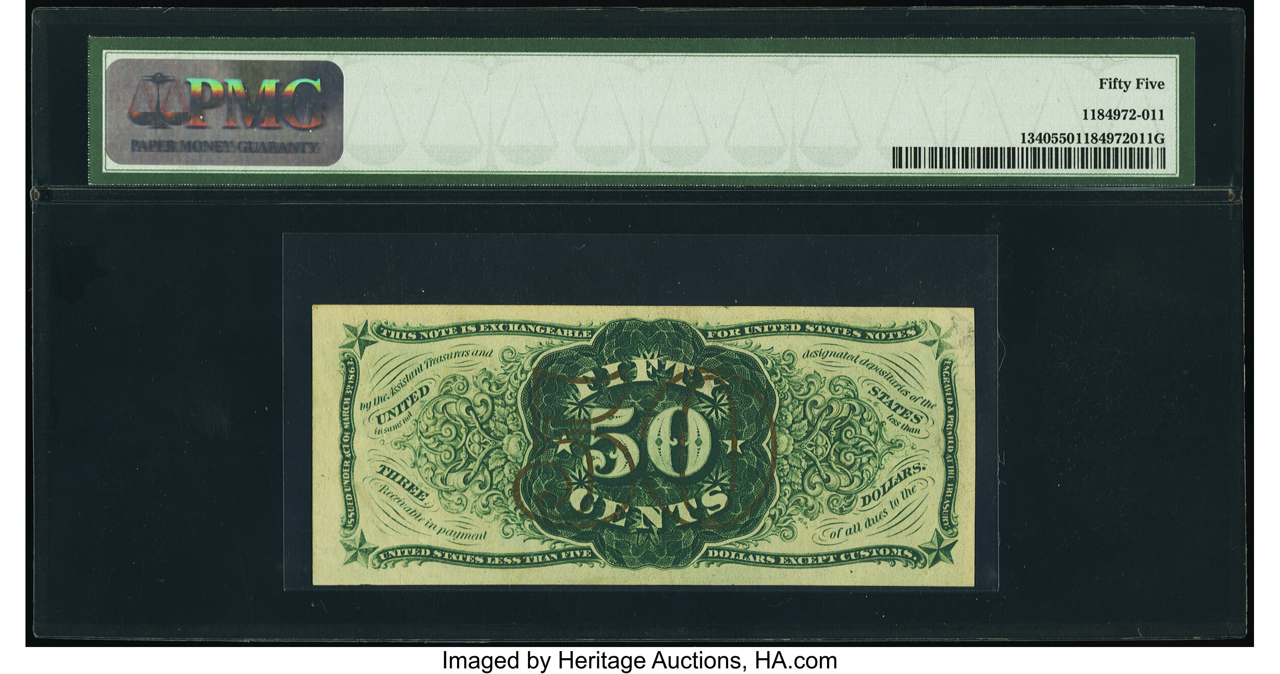 image for: Fr. 1340 50¢ Third Issue Spinner Type II PMG About Uncirculated 55....