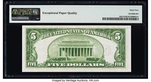 image for: Fr. 1955-F $5 1934 Federal Reserve Note. PMG Choice Uncirculated 64 EPQ....