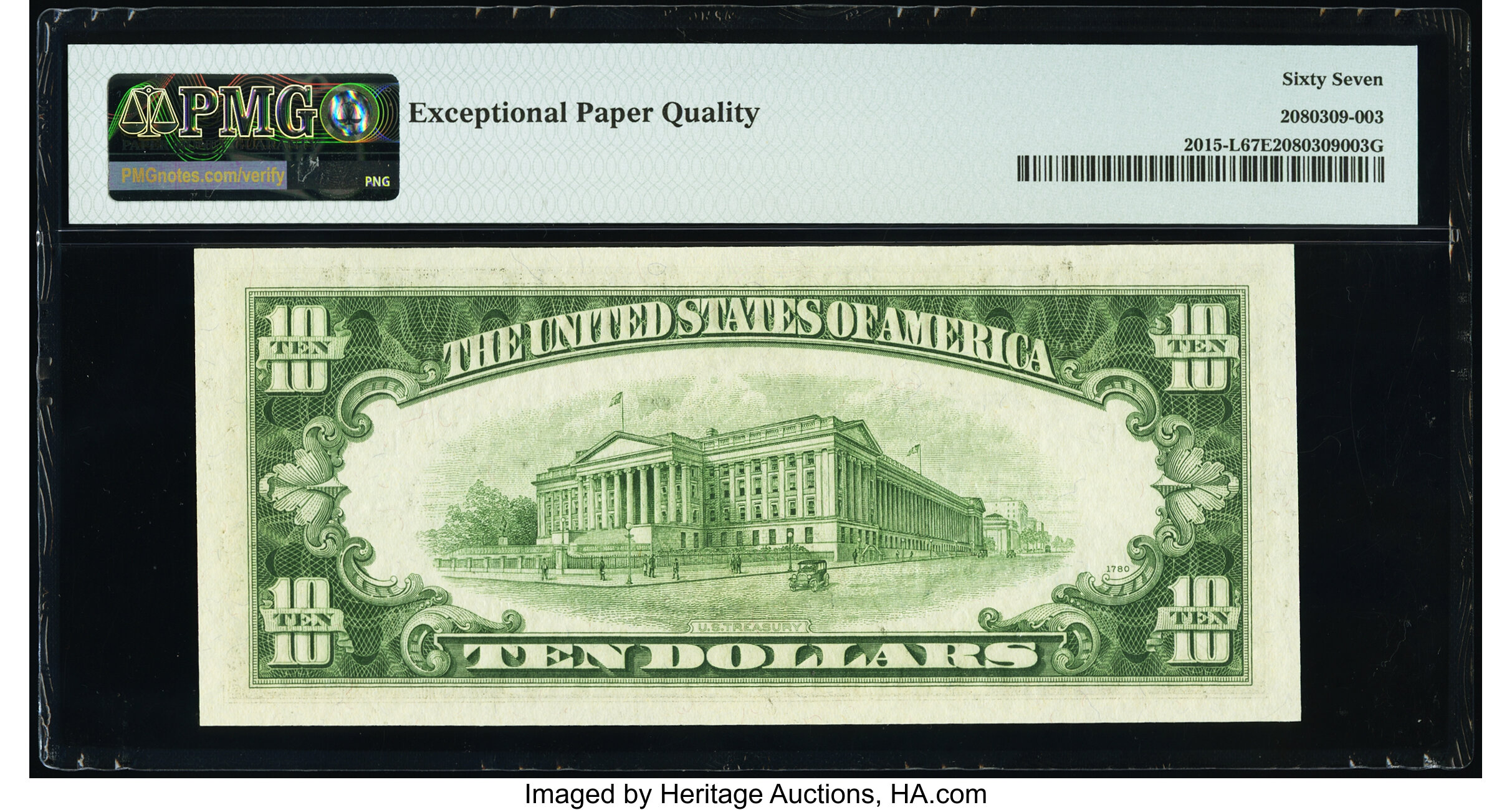 image for: Fr. 2015-L $10 1950E Federal Reserve Note. PMG Superb Gem Unc 67 EPQ....