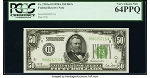 image for: Fr. 2101-H $50 1928A Federal Reserve Note. PCGS Very Choice New 64PPQ....