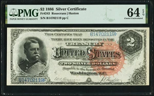 image for: Fr. 243 $2 1886 Silver Certificate PMG Choice Uncirculated 64 EPQ....