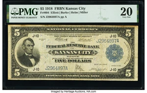 image for: Fr. 804 $5 1918 Federal Reserve Bank Note PMG Very Fine 20....