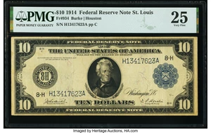 image for: Fr. 934 $10 1914 Federal Reserve Note PMG Very Fine 25....