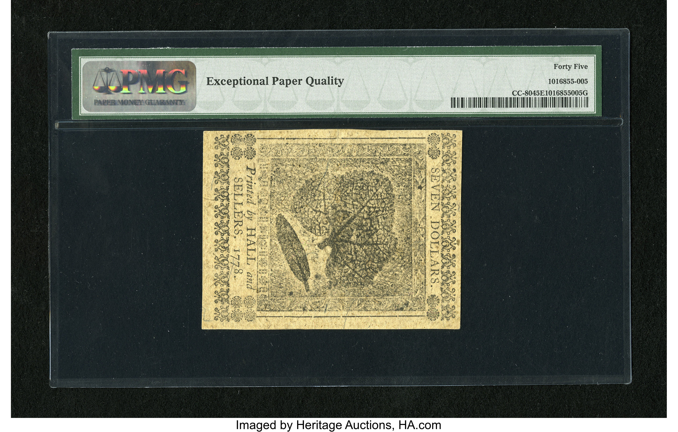 image for: Continental Currency September 26, 1778 $7 PMG Choice Extremely Fine 45 EPQ....