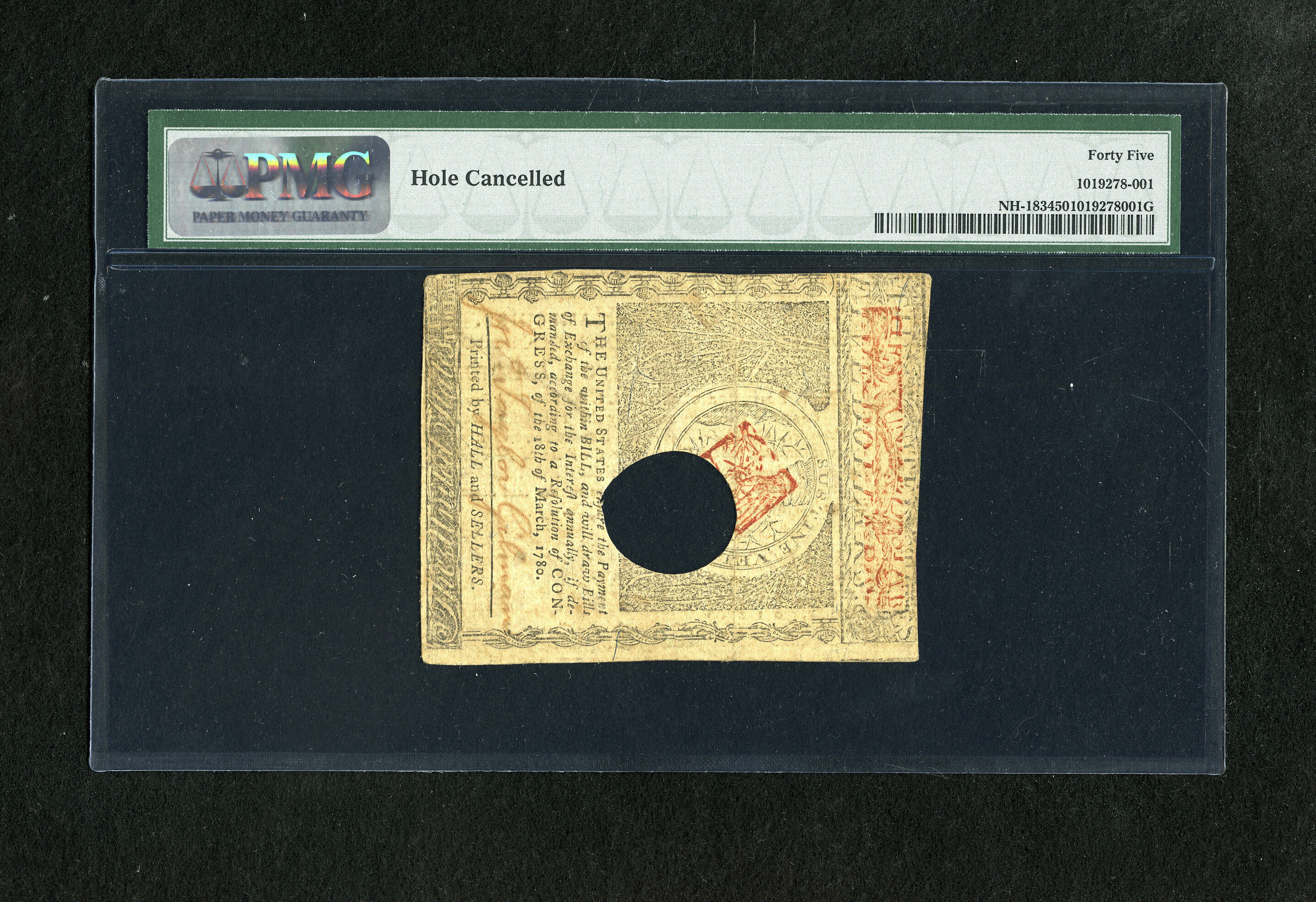 image for: New Hampshire April 29, 1780 $5 PMG Choice Extremely Fine 45, HOC.