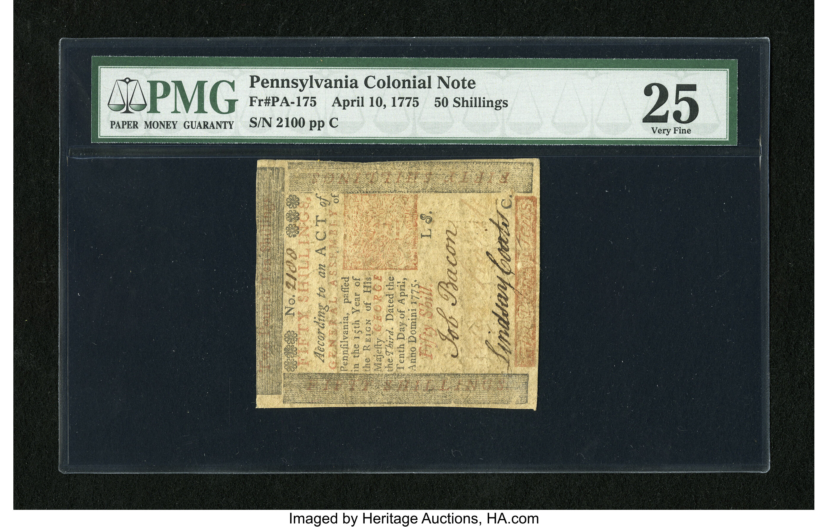 image for: Pennsylvania April 10, 1775 50s PMG Very Fine 25....