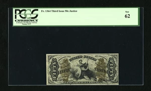 image for: Fr. 1364 50c Third Issue Justice PCGS New 62....