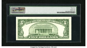 image for: Fr. 1961-D $5 1950 Wide II Federal Reserve Note. PMG Choice Uncirculated 64....