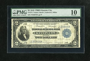 image for: Fr. 774 $2 1918 Federal Reserve Bank Note PMG Very Good 10....